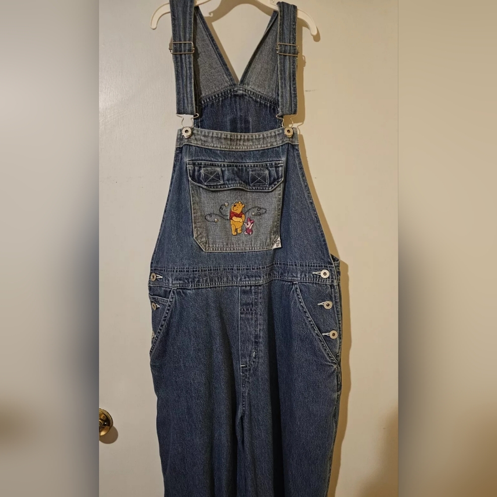 Vintage women's Disney Pooh Overalls EUC Size L 100% cotton